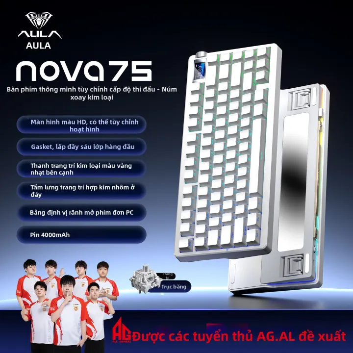 AULA | Bàn Phím Cơ Không Dây AULA Nova 75 - Hot-swap (Custom), Kết nối 3 chế độ (Bluetooth/2.4G/Wired), Chuyên văn phòng và Gaming | BigBuy360 - bigbuy360.vn AULA | Bàn Phím Cơ Không Dây AULA Nova 75 - Hot-swap (Custom), Kết nối 3 chế độ (Bluetooth/2.4G/Wired), Chuyên văn phòng và Gaming | BigBuy360 - bigbuy360.vn