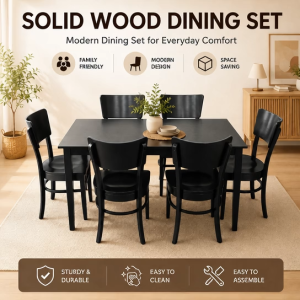 Familystar2u Solid Wood Dining For Family Airbnb Homestay Set Meja Makan Solid Wood Murah Cantik Modern 2101