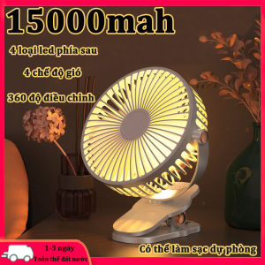 Quạt mini sạc điện 15000mAh quạt kẹpQuạt mini pin trâu Điều chỉnh bốn tốc độ pin siêu bền dùng thoải mái 10-12 giờ liềnvới ánh sáng ban đêm360 độ điều chỉnhCó thể làm sạc dự phòngThích hợp chotrường học văn phòng