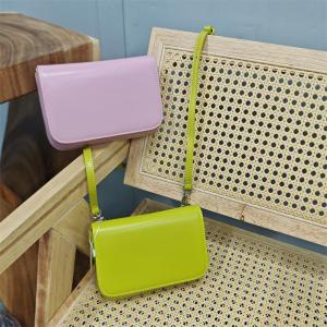 Genuine Leather Crossbody Small Square Bag Luminous Leather Single Shoulder Womens Bag Korean Style Casual Magnetic Buckle