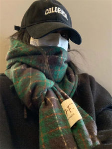Soft Woolen Plaid Scarf for Women Warm Knitted Winter Versatile Shawl Cozy Neck Warmer Rectangle Size One Size Fits All