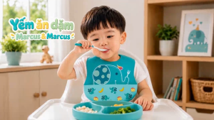 Yếm Silicon Ăn Dặm Cổ Dán Marcus & Marcus Cho Bé Từ 6 Tháng