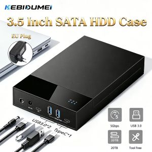 KEBIDU | Kebidumei 3.5 Inch HDD Case External Hard Drive Storage Enclosure Docking Station for 2.5/3.5 In SATA SSD HDD With 12V 2A Power