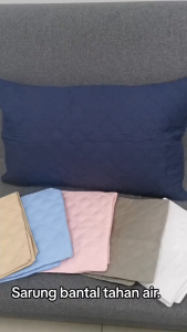 2Pcs Waterproof Pillowcase Protector Bedding Pillow Cover for Home Kalis Air Sarung Bantal