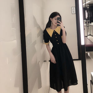 Summer 2024 New Style Hepburn A-Line Dress Womens Black Dress French Tea Break Waist-Cinching Slimming Elegant Design