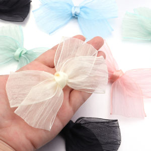 5 ชิ้น/ล็อตซาตินริบบิ้น Bows น่ารัก Organza Bowknot ขนาดใหญ่ตาข่ายโบว์สําหรับงานฝีมือ DIY เย็บหัตถกรรมอุปกรณ์ตกแต่ง