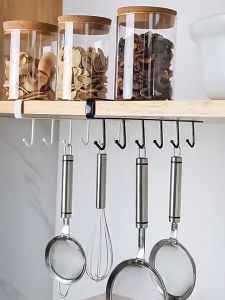 铁艺橱柜挂架 - 免钉多功能收纳挂钩  Iron Cabinet Rack - No-Drill Multi-Functional Hanging Organizerrganizer