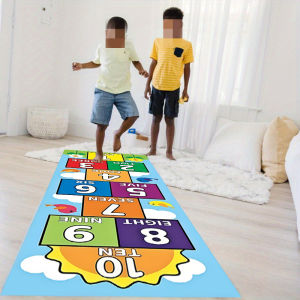 Hopscotch Game Cartoon Runner Mat for Kid Room Boy Girl Bedroom Bedside Mat Living Room Sofa Mat Playroom Fun Children Play Mat