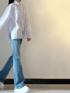 Homecore | Unique Stylish Lightweight Youthful White Long Sleeve Shirt Jacket for Women Autumn Layering
