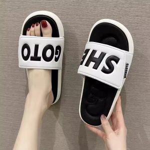 Womens Summer New Arrival Fashion Letters Couple Thick Sole Non Slip Beach Sports Velcro Sandals Mens Outwear