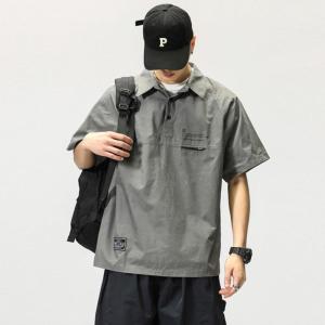 Retro American Short Sleeve Polo Shirt Men Summer Trendy Loose Workwear Shirt T-Shirt Male Turn-down Collar Youth Fashion