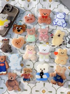 Adorable Bear Series Inflatable Mobile Phone Stand Desk Stick Support Seat Back Paste Adjustable Lengthened Desktop Adhesive