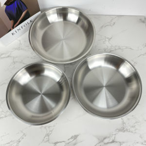Thickened Kitchen Home Use 18/10 Stainless Steel Food Tray Dish Plate New Moulding Basin Snacks round Shape Domestic Goods