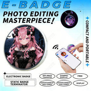 2026 New Anime E-Badge Display Pin 1.50 Inch Touch Screen LED Button Collectible Cyber Dynamic Gift for Otaku Fans And Friends