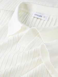 Summer Thin Short Sleeve Polo Shirt Mens Casual Knitted Striped Top Fashionable Versatile V-Neck T-Shirt Youth Leisure Pure Color