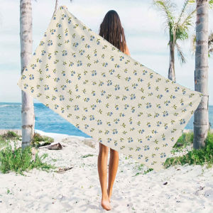 Blue Tiny Bloom Beach Towels Ultra Lightweight Quick Drying Super Absorbent Summer Essential Fast-Drying Towel for Beach