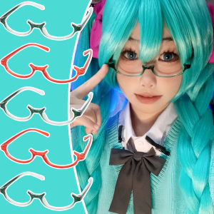 1/2Pcs Hot Girl Cosplay Half-frame Glasses Women Oval Frame Green Resin Lens Cartoon Y2K Figure Accessories Jewelry Gift Eyewear