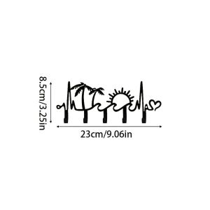 CIFbuy | CIFBUY Boho Beach Metal Wall Hook Heartbeat Palm Tree Sunset Silhouette Key Holder Decorative Coat Hanger for Entryway Hallway B