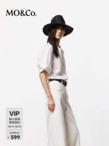 MoCo Cotton Blend round Neck Bubble Sleeve Top UV Protection Sunscreen Cooling Feeling Antibacterial Street Style Loose Fit