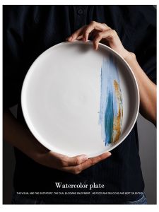 Creative Western Plate Art Ceramic Steak Plate Nordic Style Simple Home Breakfast Western Style Plate Adult round 8 Inches