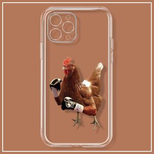 Funny Fighting Duck Chicken Phone Cases For iPhone 17 16 15 14 13 12 11 Pro Max XR 8 7 Plus 13 12 Mini Soft Transparent Cover