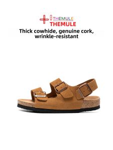 THEMULE | Old Money Style Wooden Sole Sandals One Strap Beach Roman Style