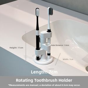 Rotatable Toothbrush Holder for Family of Four Bathroom Sink Plastic Storage Rack for Children And Adults Dental Tool Organizer