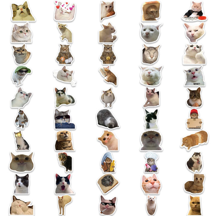 10/30/50/100pcs Kawaii Meme Cat Animals Stickers Cute Kitten Cartoon ...