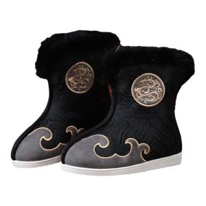 Old Beijing Childrens Cloth Shoes Boys Boots Spring Chinese Ancient Style Boots Horse-Face Skirt Handmade Hanfu Shoes Ethnic Style Embroidered Shoes