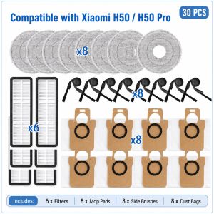 For ( Xiaomi Robot Vacuum H50 / H50 Pro ) Vacuum Cleaner Parts Main Side Brush HEPA Filter Mop Cloth Dust Bag Accessories
