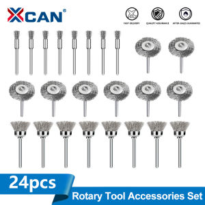XCAN Steel Wire Brush Disc 24pcs Polishing Wheel Brush for Dremel Rotary Tool Accessories Metal Rust Removal Brush Set