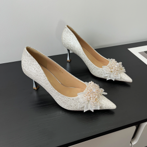 Elegant Silver High Heels Womens Shoes Summer Xueer French Style Beautiful Girl Party Dress Maids Shoes Spring New Arrival Fashionable