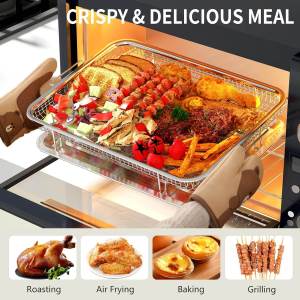 【Ready Stock】Air Fryer Tray 2 Piece Nonstick Stainless Steel Air Fry Basket For Oven For Baking & Crispy Foods Dishwasher Safe