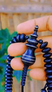 Tasbih Kayu Teras Gemunggal 100 Butir 12x7mm Motif Muslim Asli Original - Hitam