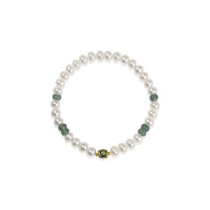Good Luck Pearl and Jade Bracelet S925 Silver 5.0-6.0mm