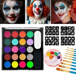 22 สีน้ําสีเรืองแสงเรืองแสงนีออนแต่งหน้า UV Art Face Painting สําหรับปาร์ตี้ฮาโลวีนชุดแฟนซีความงาม