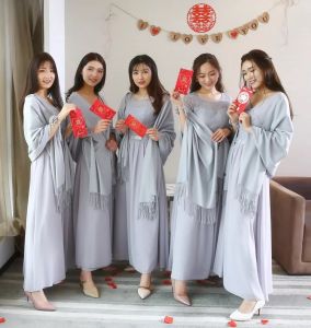 Wedding Bridesmaid Shawl Warm Thick Shoulder Wrap for Bride Grey Outerwear Korean Style Long Rectangle Pure Color Spring Autumn Winter