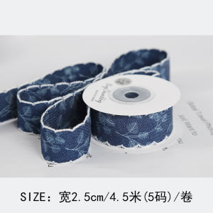 Ruy Băng Satin Thắt Nút Bướm in Họa Tiết Denim Cho Bó Hoa Quà Tặng Vật Liệu Thủ Công DIY Vải Nghệ Thuật