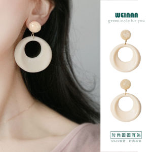 Salt Series Geometric Hoops Earrings Womens Fashion Vintage Hong Kong Style Large Statement Ear Cuffs Silver Jewelry