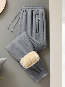 Quần Dài Bằng Vải Cotton Dày Ấm Áp Mùa Đông Cho Nam Quần Dài Cotton Ống Đứng Lót Lông Cừu Quần Dài Thường Ngày Cỡ Lớn