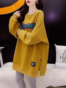 เสื้อสเวตเตอร์คอกลมแขนยาวผ้าฝ้ายแท้ทรงหลวมสำหรับผู้หญิง ฤดูใบไม้ผลิและฤดูใบไม้ร่วง แฟชั่นลำลอง ทรงหลวม ทรงหลวม ทรงหลวม