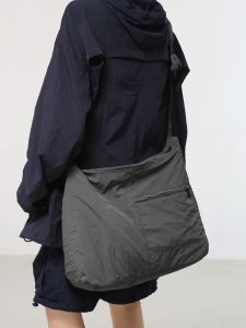 Crossbody Bag Womens Large Capacity Idle Style Mens School Bag for College Students Commuter Bag Minimalist Solid Color Fashion Nylon Cloth Bag