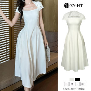 เดรสผู้หญิง EraVogue ดิจิทัลเดรสซีดำ คอเหลี่ยม เดรสทรงเอ เดรสสั่งตัด เดรสไฮโซ เดรสออกงาน เดรสไปงานแต่ง เดรสฝรั่งเศส - ขนาด 9625