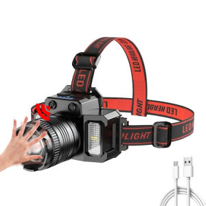 USB Rechargeable Induction Headlamp Built-in Battery Rotating Zoom Head Flashlight Camping Fishing Search Light Power Bank