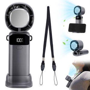 Portable Handheld Fan Ice Compress Cooling Fan 3600mAh Rechargeable Mini Foldable Desktop Neck Hanging Fan with Digital Display