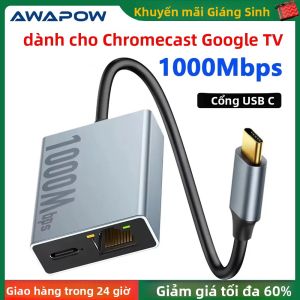 Bộ Chuyển Đổi Ethernet USB C Electop 1000Mbps Cho Chromecast Với Google TV Card Mạng Type-C RJ45 Cho Máy Tính Xách Tay Và Máy Tính Bảng