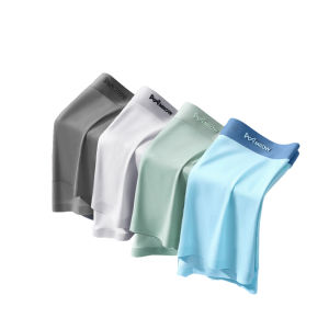Miiow | Mens Ice Silk Briefs Breathable Thin Flat Angle Underwear Comfortable Youth Sport Style Mid Waist Graphene Antibacterial Shorts