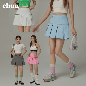 Chuu Cherry Letter Half Skirt Womens A-Line Mini Skirt Summer New Arrival High Waist Pleated Design Korean Style Short Skirt
