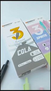 (1Pcs) Ball Pen (Pena) / Bulpen Triangular Grip Benefit Black Cola Sprite Fanta 07mm