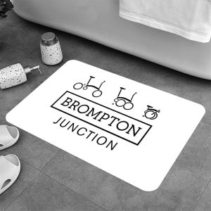 Thảm Tắm Chống Trượt Họa Tiết Xe Đạp Brompton Thảm Phòng Tắm Thấm Hút Thảm Trải Sàn Phong Cách Hiện Đại Thiết Kế Đường Nét ECG Thảm Cửa Ra Vào Nhà.